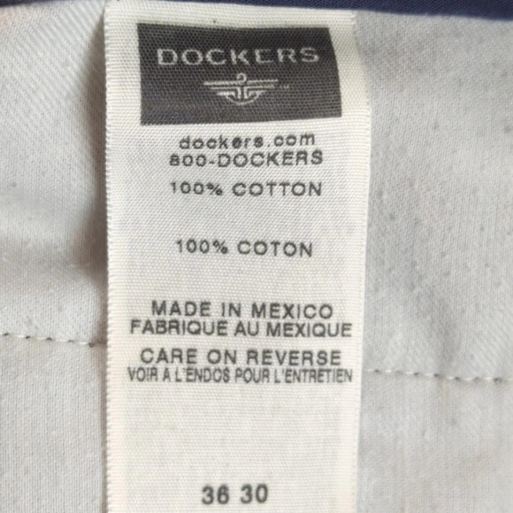 Vintage Dockers Pants Mens 36x30 Navy Blue Pleated Chino Preppy Y2K 90s Style - Picture 4 of 9